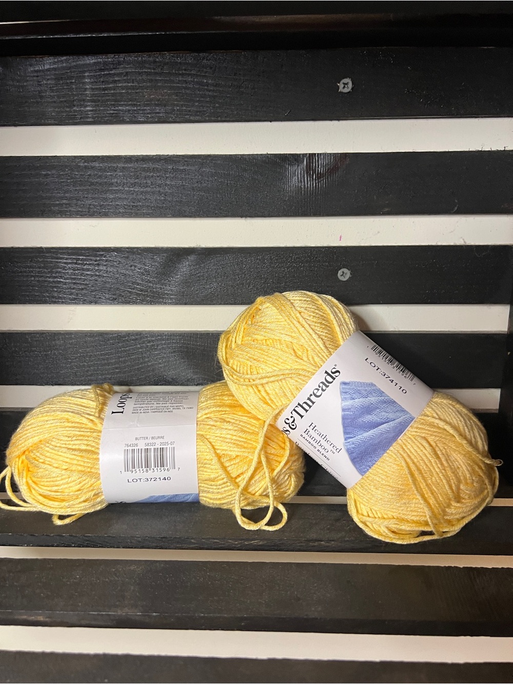 Bundle of 2 Loops & Threads Butter Yellow Acrylic Yarn - 3 Skeins